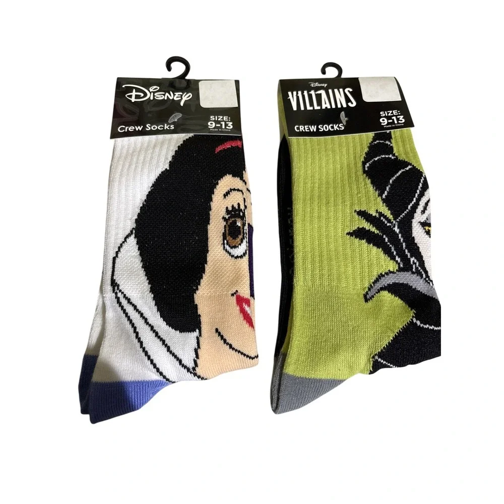 Disney Villains Snow‎ White Maleficent Crew Socks Size 9-13